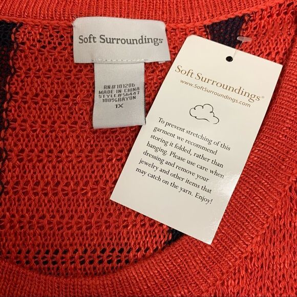 SOFT SURROUNDINGS women’s dolman sleeve striped top sz 1X - Picture 6 of 6